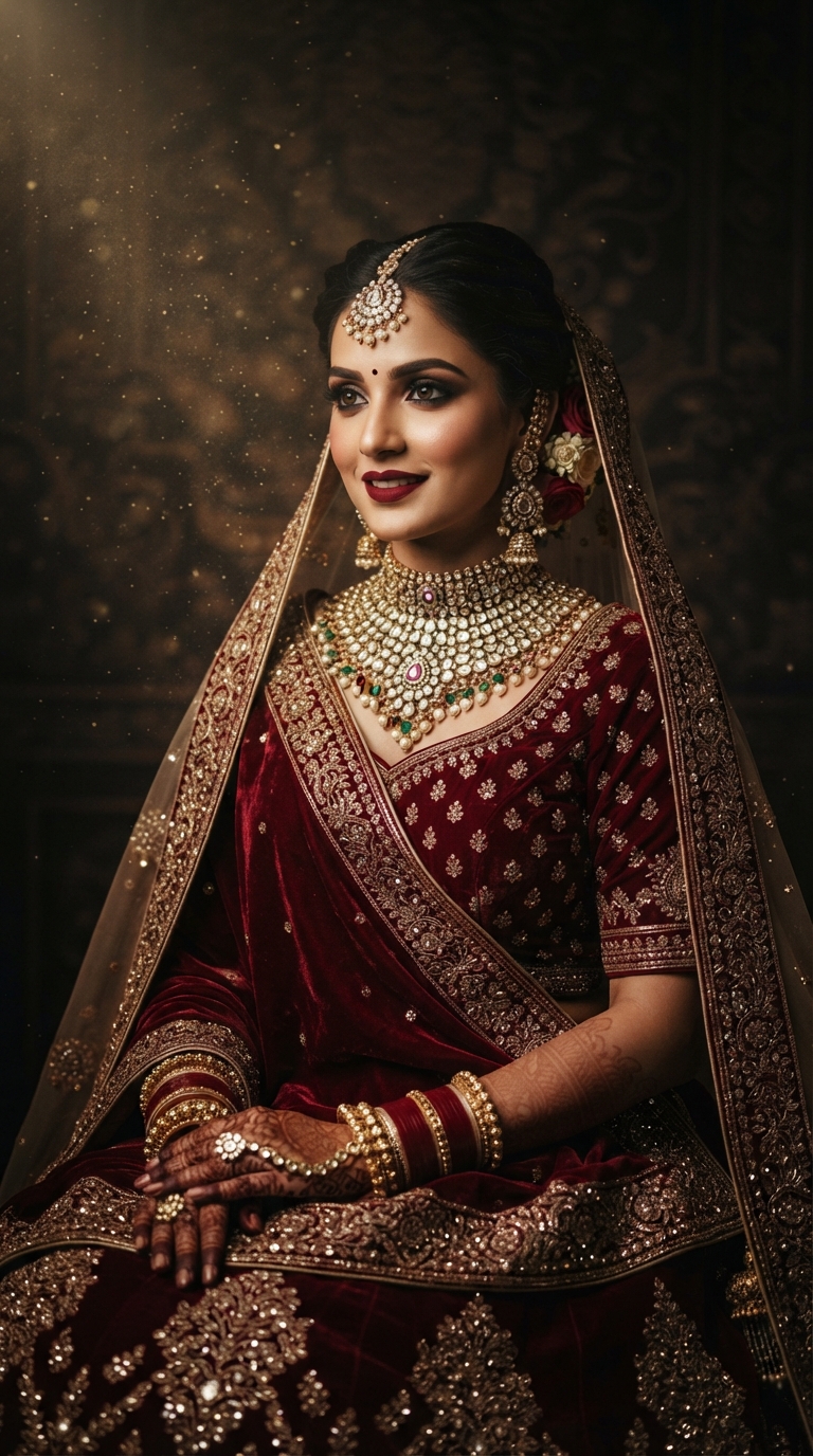 Royal Indian bride with 22K polki bridal choker